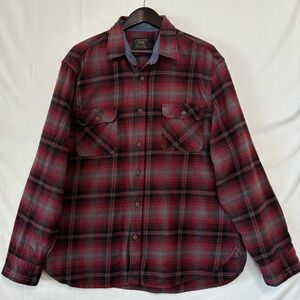JACHS Burgundy Heritage Plaid Flannel Shirt Size XXL